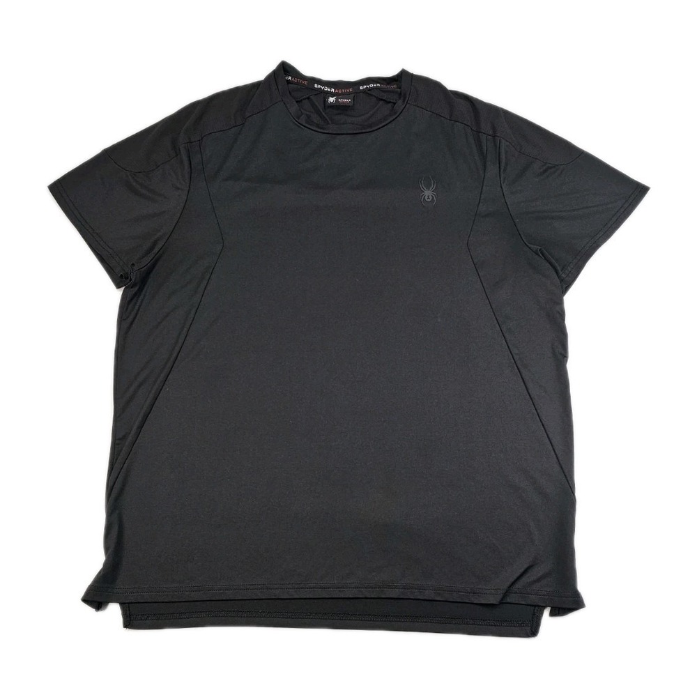 Spyder Active Pro Web Mens M Black Rip Stop High Low Hem Stretch Training Shirt